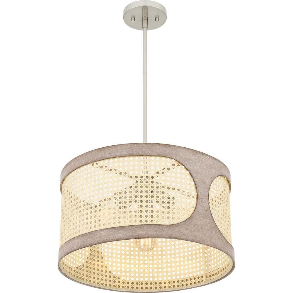 Syrah 3-Light Brushed Nickel Shaded Pendant by Quoizel 7 Syrah 3-Light Brushed Nickel Shaded Pendant by Quoizel - Image 5
