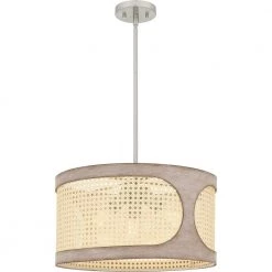 Syrah 3-Light Brushed Nickel Shaded Pendant by Quoizel