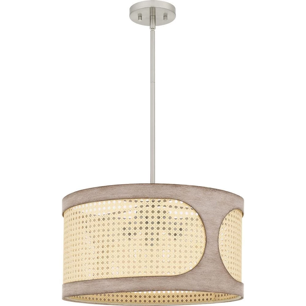Syrah 3-Light Brushed Nickel Shaded Pendant by Quoizel 5 Syrah 3-Light Brushed Nickel Shaded Pendant by Quoizel - Image 3