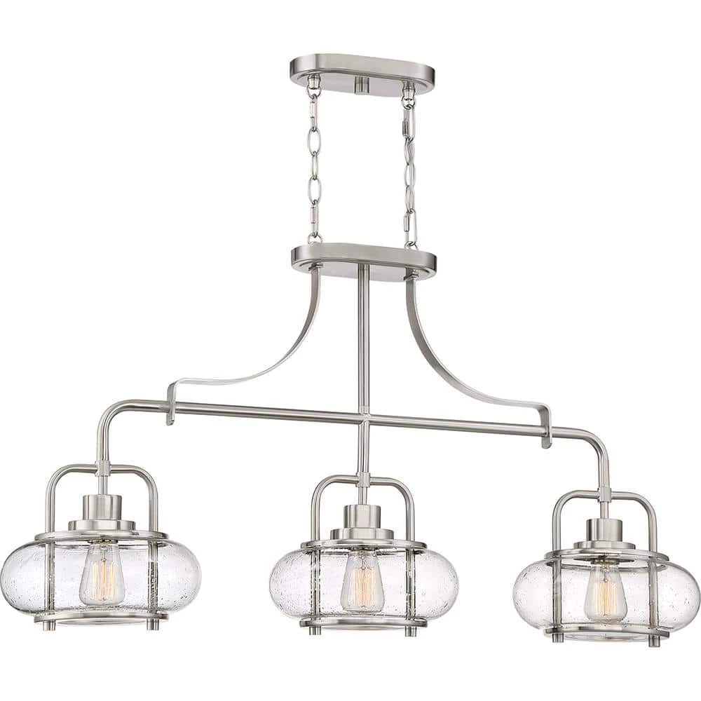 Trilogy 3-Light Brushed Nickel Chandelier by Quoizel 3 Trilogy 3-Light Brushed Nickel Chandelier by Quoizel