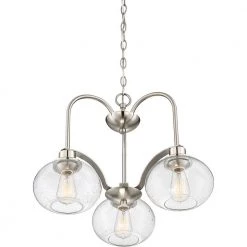 Trilogy 3-Light Brushed Nickel Chandelier by Quoizel -Quoizel Sales brushed nickel quoizel chandeliers trg5103bn 4f 1000