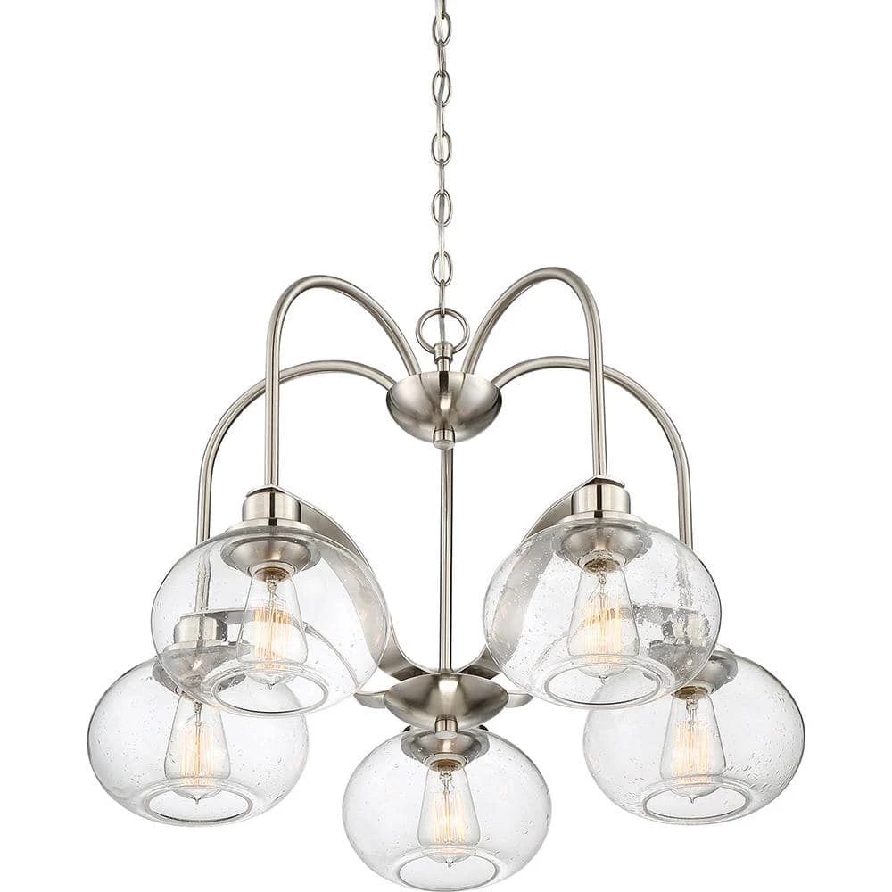 Trilogy 5-Light Brushed Nickel Chandelier by Quoizel 6 Trilogy 5-Light Brushed Nickel Chandelier by Quoizel - Image 4