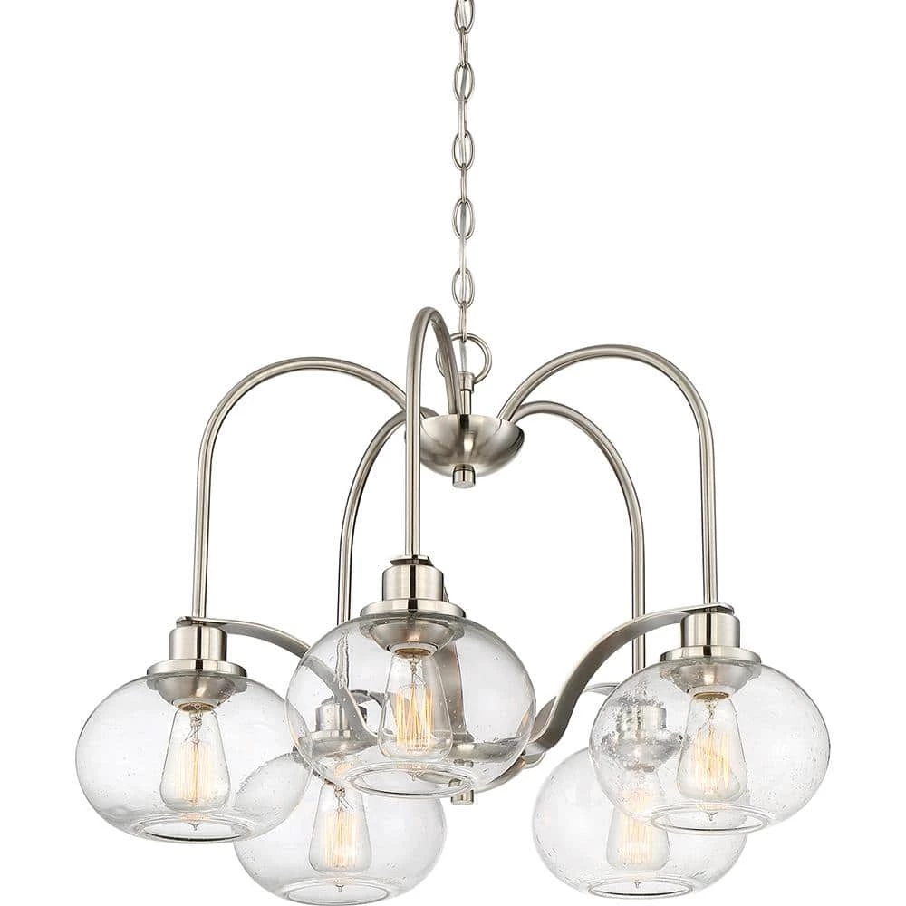 Trilogy 5-Light Brushed Nickel Chandelier by Quoizel 4 Trilogy 5-Light Brushed Nickel Chandelier by Quoizel - Image 2