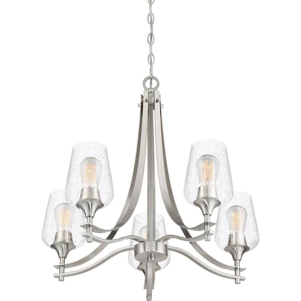 Towne 5-Light Brushed Nickel Chandelier by Quoizel 6 Towne 5-Light Brushed Nickel Chandelier by Quoizel - Image 4