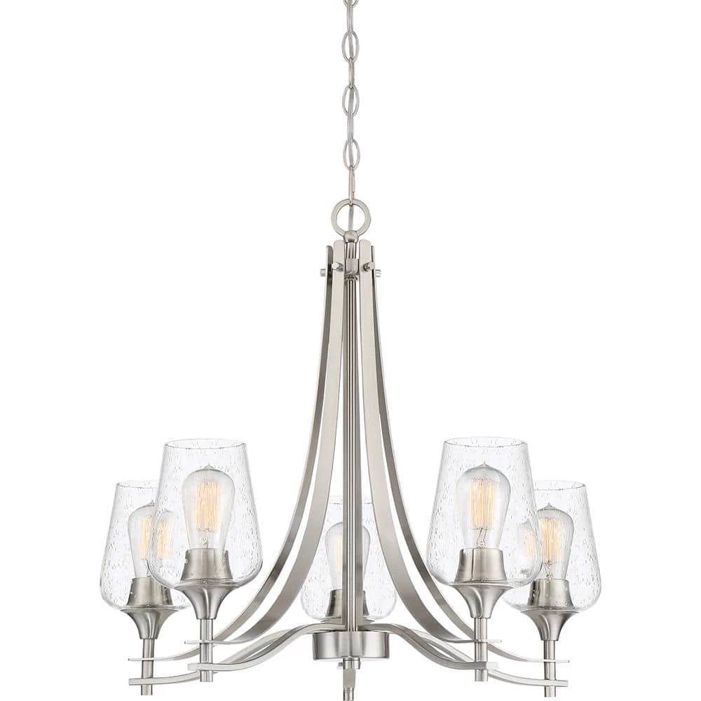Towne 5-Light Brushed Nickel Chandelier by Quoizel 3 Towne 5-Light Brushed Nickel Chandelier by Quoizel