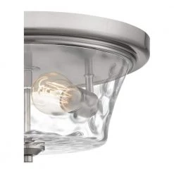 Acacia 2-Light Brushed Nickel Flush Mount with Clear Water Glass by Quoizel -Quoizel Sales brushed nickel quoizel flush mount lights aca1614bn 44 1000