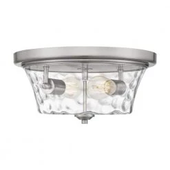 Acacia 2-Light Brushed Nickel Flush Mount with Clear Water Glass by Quoizel -Quoizel Sales brushed nickel quoizel flush mount lights aca1614bn 4f 1000