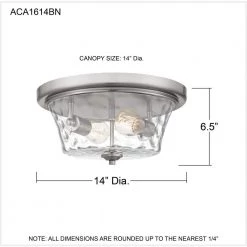 Acacia 2-Light Brushed Nickel Flush Mount with Clear Water Glass by Quoizel -Quoizel Sales brushed nickel quoizel flush mount lights aca1614bn fa 1000