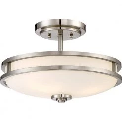Cadet 15 in. 3-Light Brushed Nickel Semi-Flush Mount by Quoizel