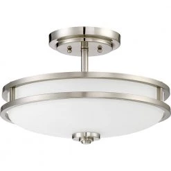 Cadet 15 in. 3-Light Brushed Nickel Semi-Flush Mount by Quoizel -Quoizel Sales brushed nickel quoizel flush mount lights cdt1715bn c3 1000