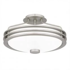 Emile 16.25 in. 3-Light Brushed Nickel Semi-Flush Mount with Etched Glass by Quoizel -Quoizel Sales brushed nickel quoizel flush mount lights eml1716bn 1f 1000