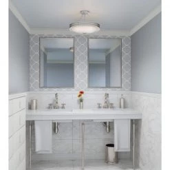 Emile 16.25 in. 3-Light Brushed Nickel Semi-Flush Mount with Etched Glass by Quoizel -Quoizel Sales brushed nickel quoizel flush mount lights eml1716bn 31 1000