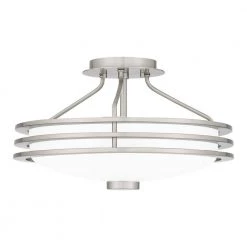 Emile 16.25 in. 3-Light Brushed Nickel Semi-Flush Mount with Etched Glass by Quoizel -Quoizel Sales brushed nickel quoizel flush mount lights eml1716bn 4f 1000