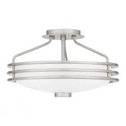Emile 16.25 in. 3-Light Brushed Nickel Semi-Flush Mount with Etched Glass by Quoizel -Quoizel Sales brushed nickel quoizel flush mount lights eml1716bn c3 1000