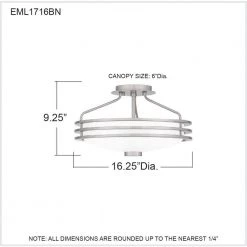 Emile 16.25 in. 3-Light Brushed Nickel Semi-Flush Mount with Etched Glass by Quoizel -Quoizel Sales brushed nickel quoizel flush mount lights eml1716bn fa 1000