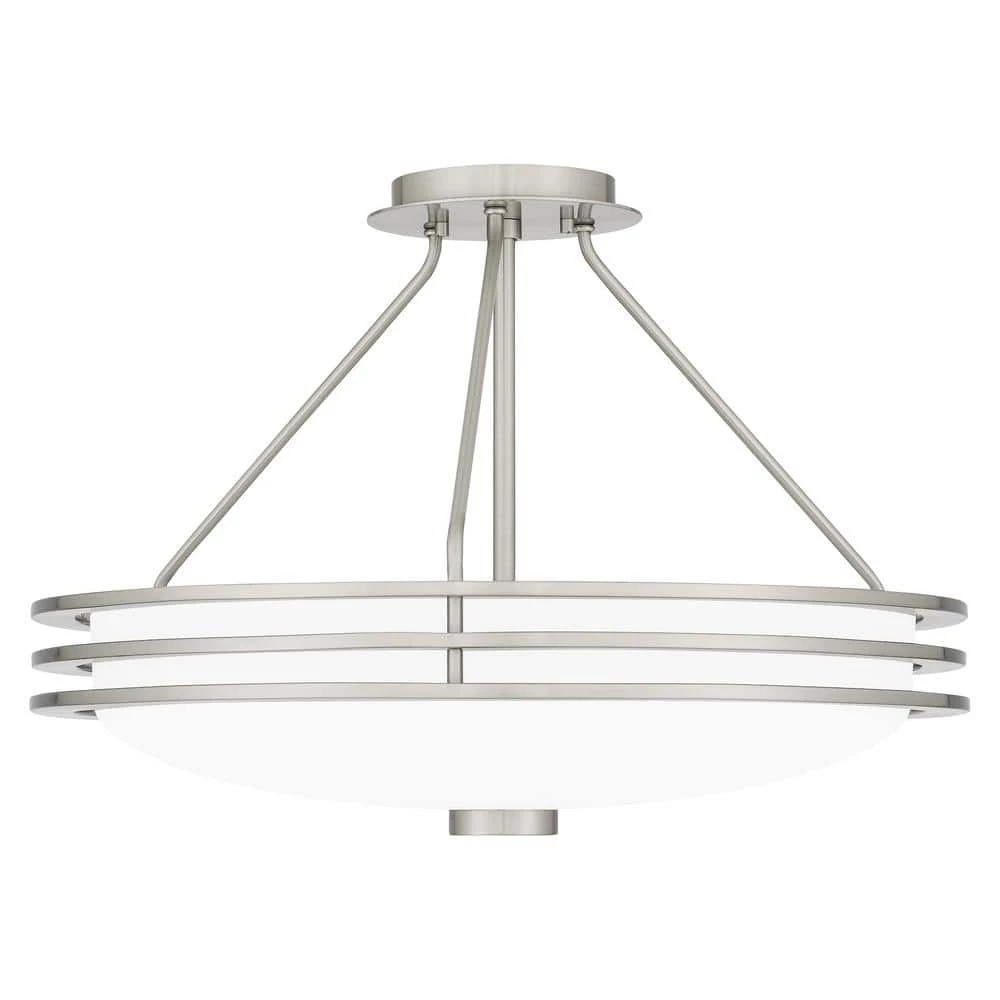 Emile 20.25 in. 4-Light Brushed Nickel Semi-Flush Mount with Etched Glass by Quoizel 6 Emile 20.25 in. 4-Light Brushed Nickel Semi-Flush Mount with Etched Glass by Quoizel - Image 4