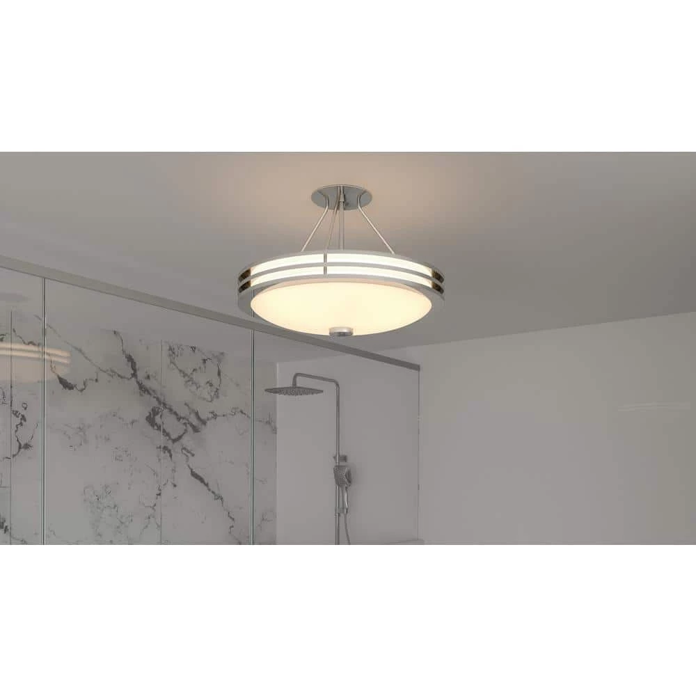 Emile 20.25 in. 4-Light Brushed Nickel Semi-Flush Mount with Etched Glass by Quoizel 4 Emile 20.25 in. 4-Light Brushed Nickel Semi-Flush Mount with Etched Glass by Quoizel - Image 2