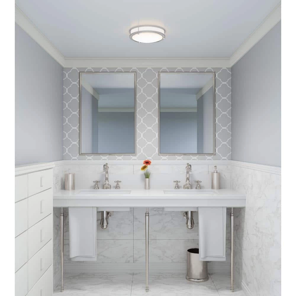 Euclid 11.75 in. Brushed Nickel LED Semi-Flush Mount by Quoizel 10 Euclid 11.75 in. Brushed Nickel LED Semi-Flush Mount by Quoizel - Image 8