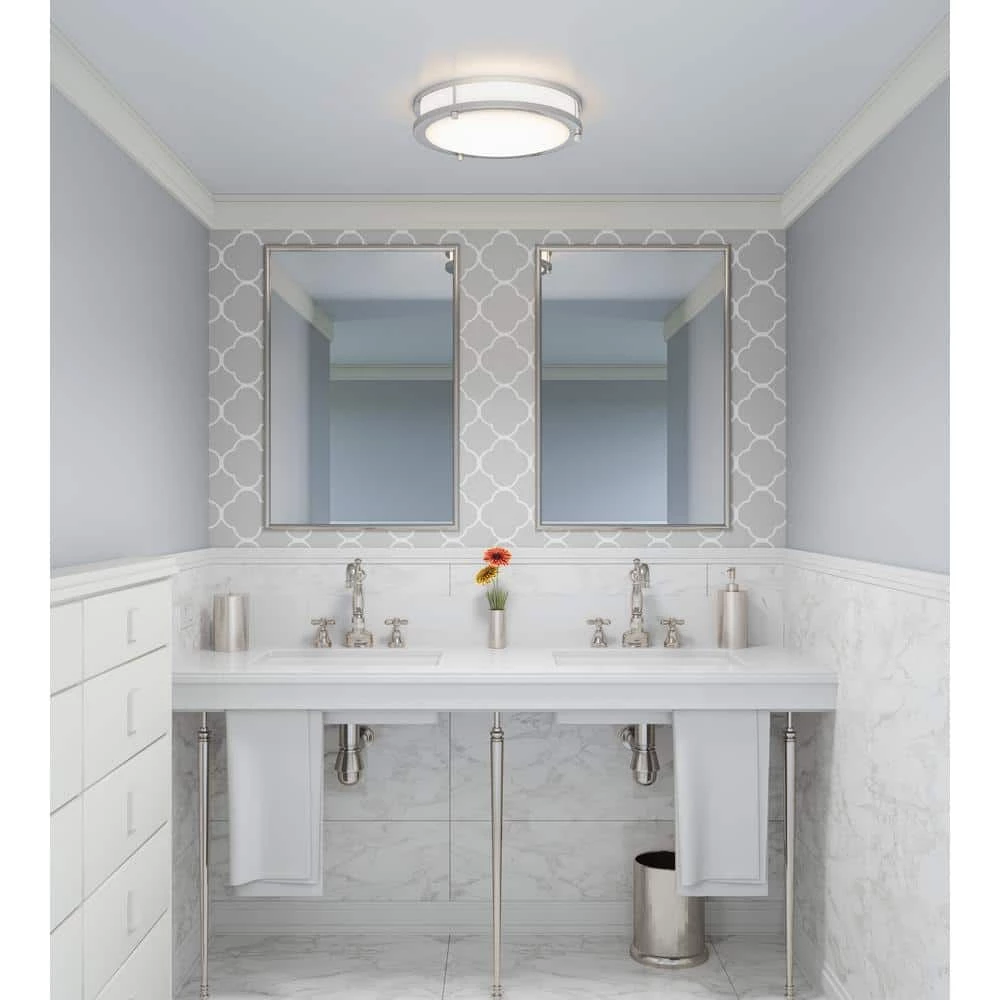 Euclid 16 in. Brushed Nickel LED Semi-Flush Mount by Quoizel 10 Euclid 16 in. Brushed Nickel LED Semi-Flush Mount by Quoizel - Image 8