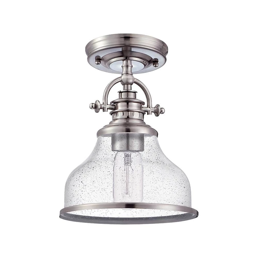 Grant 10.5 in. 1-Light Brushed Nickel Semi-Flush Mount by Quoizel 7 Grant 10.5 in. 1-Light Brushed Nickel Semi-Flush Mount by Quoizel - Image 5