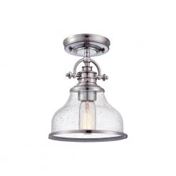 Grant 10.5 in. 1-Light Brushed Nickel Semi-Flush Mount by Quoizel