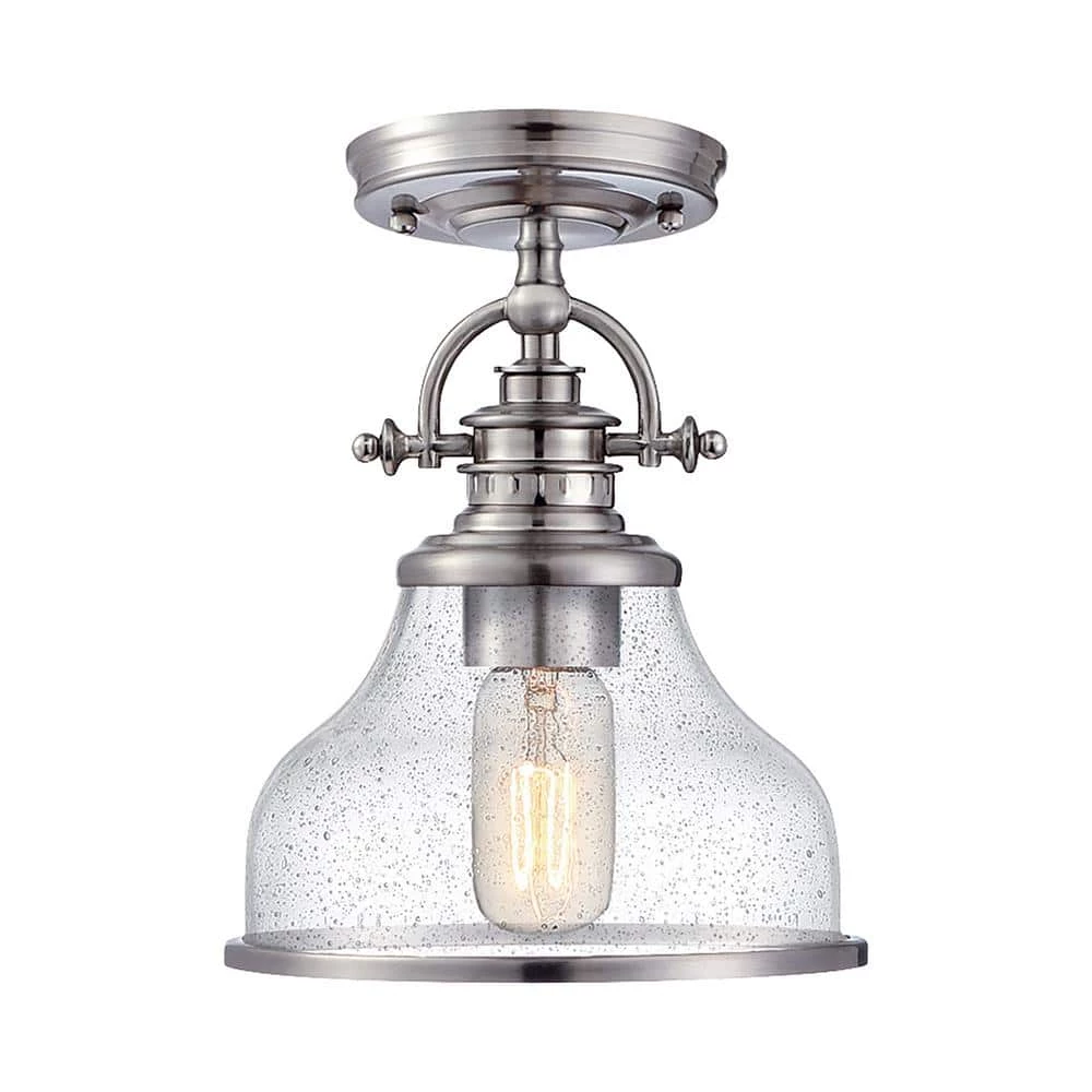 Grant 10.5 in. 1-Light Brushed Nickel Semi-Flush Mount by Quoizel 5 Grant 10.5 in. 1-Light Brushed Nickel Semi-Flush Mount by Quoizel - Image 3