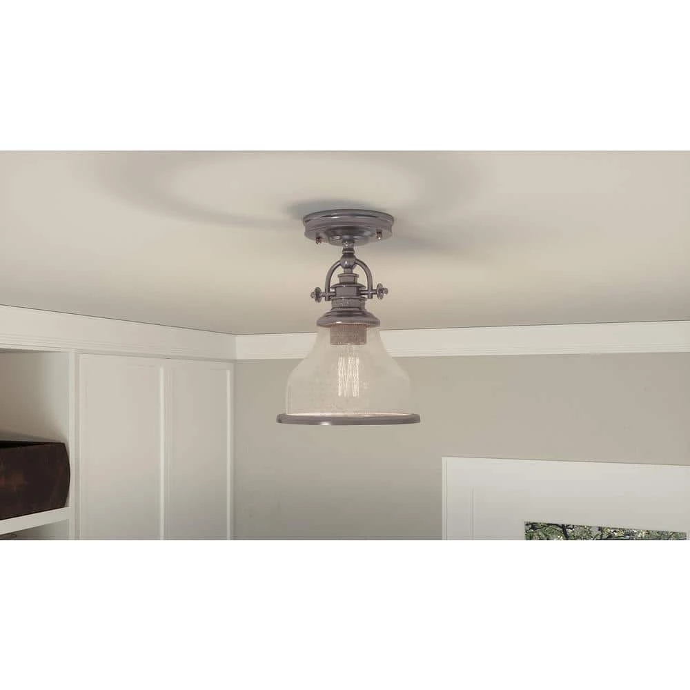Grant 10.5 in. 1-Light Brushed Nickel Semi-Flush Mount by Quoizel 4 Grant 10.5 in. 1-Light Brushed Nickel Semi-Flush Mount by Quoizel - Image 2