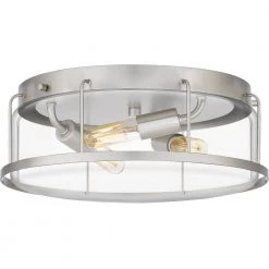Ludlow 13.25 in. 3-Light Brushed Nickel Flush Mount by Quoizel -Quoizel Sales brushed nickel quoizel flush mount lights lud1613bn 4f 1000