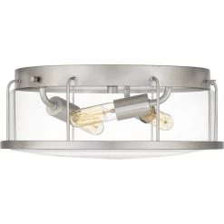 Ludlow 13.25 in. 3-Light Brushed Nickel Flush Mount by Quoizel