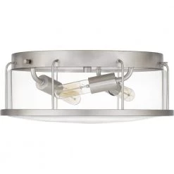 Ludlow 13.25 in. 3-Light Brushed Nickel Flush Mount by Quoizel -Quoizel Sales brushed nickel quoizel flush mount lights lud1613bn c3 1000