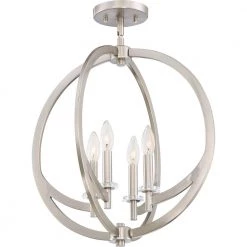 Orion 18 in. 4-Light Brushed Nickel Semi-Flush Mount by Quoizel