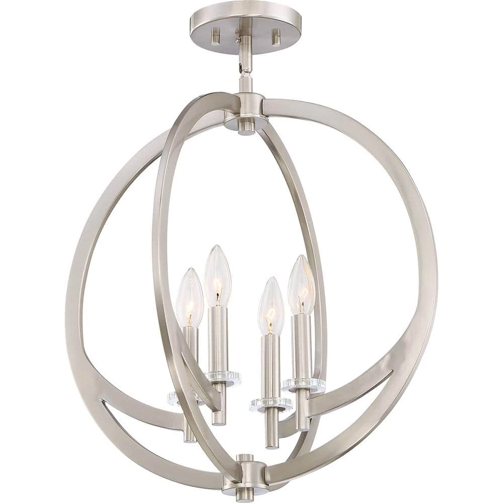 Orion 18 in. 4-Light Brushed Nickel Semi-Flush Mount by Quoizel 3 Orion 18 in. 4-Light Brushed Nickel Semi-Flush Mount by Quoizel