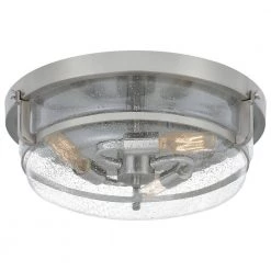 Copernicus 14.5 in. 3-Light Brushed Nickel Flush Mount by Quoizel -Quoizel Sales brushed nickel quoizel flush mount lights qf5282bn 4f 1000