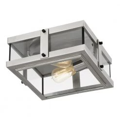 Beck 2-Light Brushed Nickel Flush Mount with Clear Glass by Quoizel -Quoizel Sales brushed nickel quoizel flush mount lights qfl5347bn 1f 1000