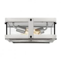 Beck 2-Light Brushed Nickel Flush Mount with Clear Glass by Quoizel -Quoizel Sales brushed nickel quoizel flush mount lights qfl5347bn 4f 1000