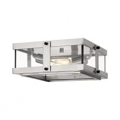 Beck 2-Light Brushed Nickel Flush Mount with Clear Glass by Quoizel