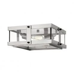 Beck 2-Light Brushed Nickel Flush Mount with Clear Glass by Quoizel -Quoizel Sales brushed nickel quoizel flush mount lights qfl5347bn c3 1000