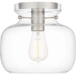 Lorah 9 in. 1-Light Brushed Nickel Flush Mount by Quoizel -Quoizel Sales brushed nickel quoizel flush mount lights qfl5587bn 1f 1000