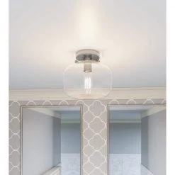 Lorah 9 in. 1-Light Brushed Nickel Flush Mount by Quoizel -Quoizel Sales brushed nickel quoizel flush mount lights qfl5587bn 31 1000