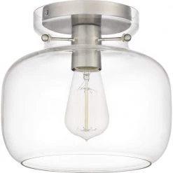 Lorah 9 in. 1-Light Brushed Nickel Flush Mount by Quoizel -Quoizel Sales brushed nickel quoizel flush mount lights qfl5587bn 4f 1000