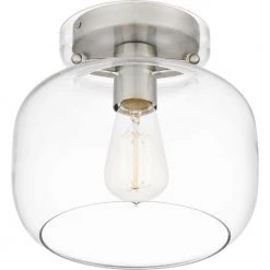 Lorah 9 in. 1-Light Brushed Nickel Flush Mount by Quoizel -Quoizel Sales brushed nickel quoizel flush mount lights qfl5587bn c3 1000