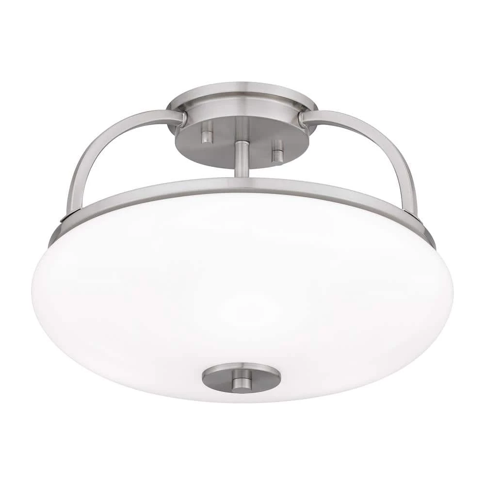 Easton 3-Light Brushed Nickel Semi-Flush Mount with Opal Glass by Quoizel 7 Easton 3-Light Brushed Nickel Semi-Flush Mount with Opal Glass by Quoizel - Image 5