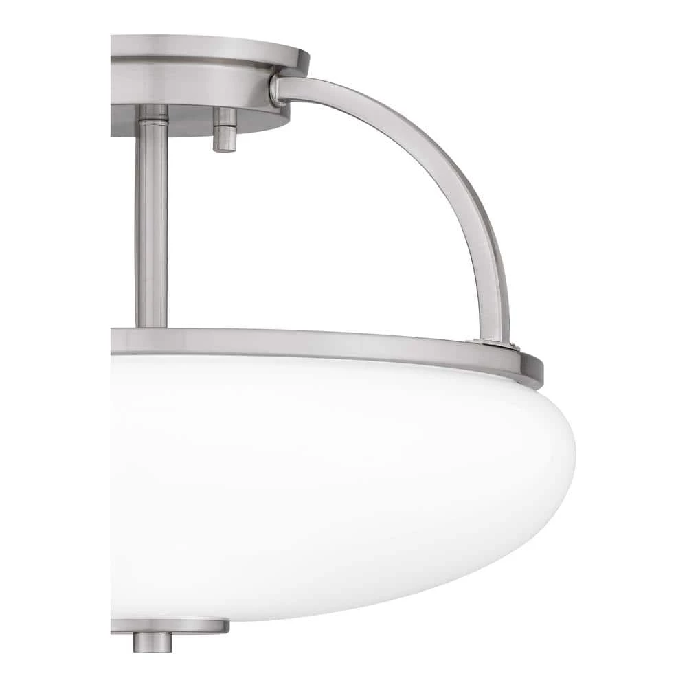 Easton 3-Light Brushed Nickel Semi-Flush Mount with Opal Glass by Quoizel 8 Easton 3-Light Brushed Nickel Semi-Flush Mount with Opal Glass by Quoizel - Image 6