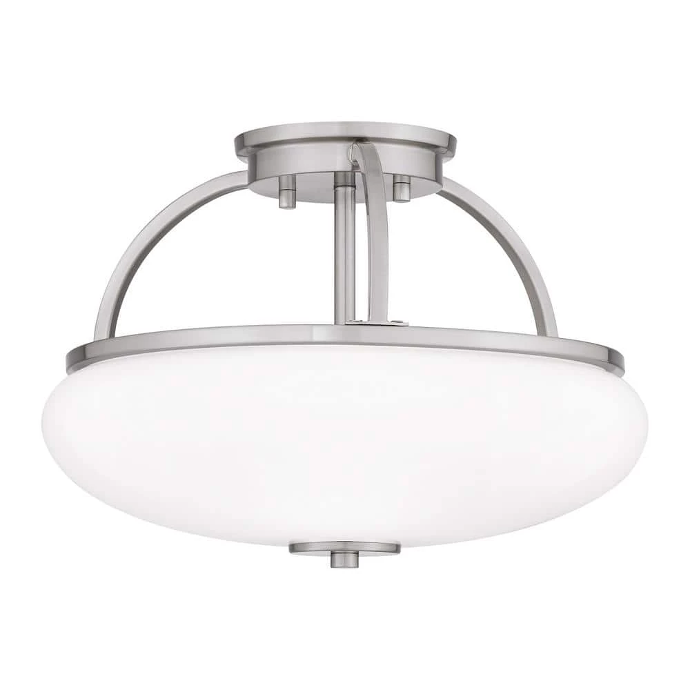 Easton 3-Light Brushed Nickel Semi-Flush Mount with Opal Glass by Quoizel 6 Easton 3-Light Brushed Nickel Semi-Flush Mount with Opal Glass by Quoizel - Image 4