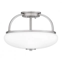 Easton 3-Light Brushed Nickel Semi-Flush Mount with Opal Glass by Quoizel