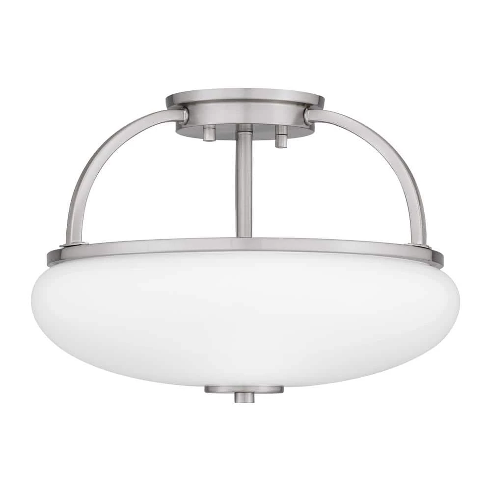 Easton 3-Light Brushed Nickel Semi-Flush Mount with Opal Glass by Quoizel 5 Easton 3-Light Brushed Nickel Semi-Flush Mount with Opal Glass by Quoizel - Image 3