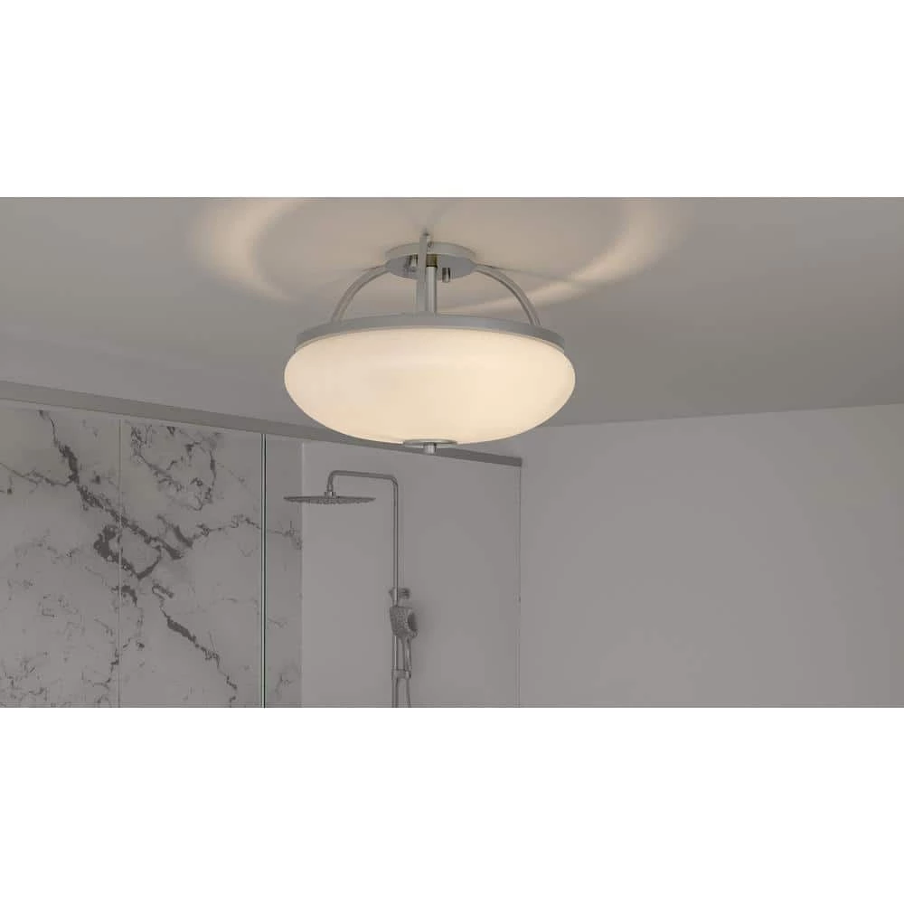 Easton 3-Light Brushed Nickel Semi-Flush Mount with Opal Glass by Quoizel 4 Easton 3-Light Brushed Nickel Semi-Flush Mount with Opal Glass by Quoizel - Image 2