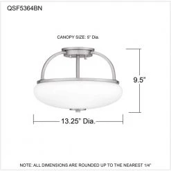 Easton 3-Light Brushed Nickel Semi-Flush Mount with Opal Glass by Quoizel 16 Easton 3-Light Brushed Nickel Semi-Flush Mount with Opal Glass by Quoizel -Quoizel Sales brushed nickel quoizel flush mount lights qsf5364bn fa 1000