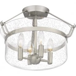 Prescott 15.75 in. 4-Light Brushed Nickel Semi-Flush Mount by Quoizel -Quoizel Sales brushed nickel quoizel flush mount lights qsf5602bn 1f 1000
