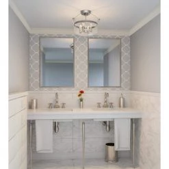 Prescott 15.75 in. 4-Light Brushed Nickel Semi-Flush Mount by Quoizel -Quoizel Sales brushed nickel quoizel flush mount lights qsf5602bn 31 1000